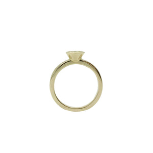 14K Yellow Gold Bezel Set Low Dome Diamond Ring